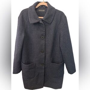 Uniqlo Navy Blue Wool Blend Single Breasted Long Coat M